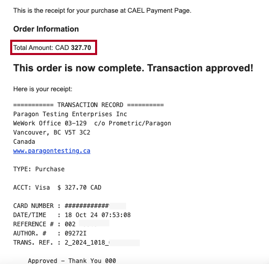 Чек про оплату іспиту CAEL